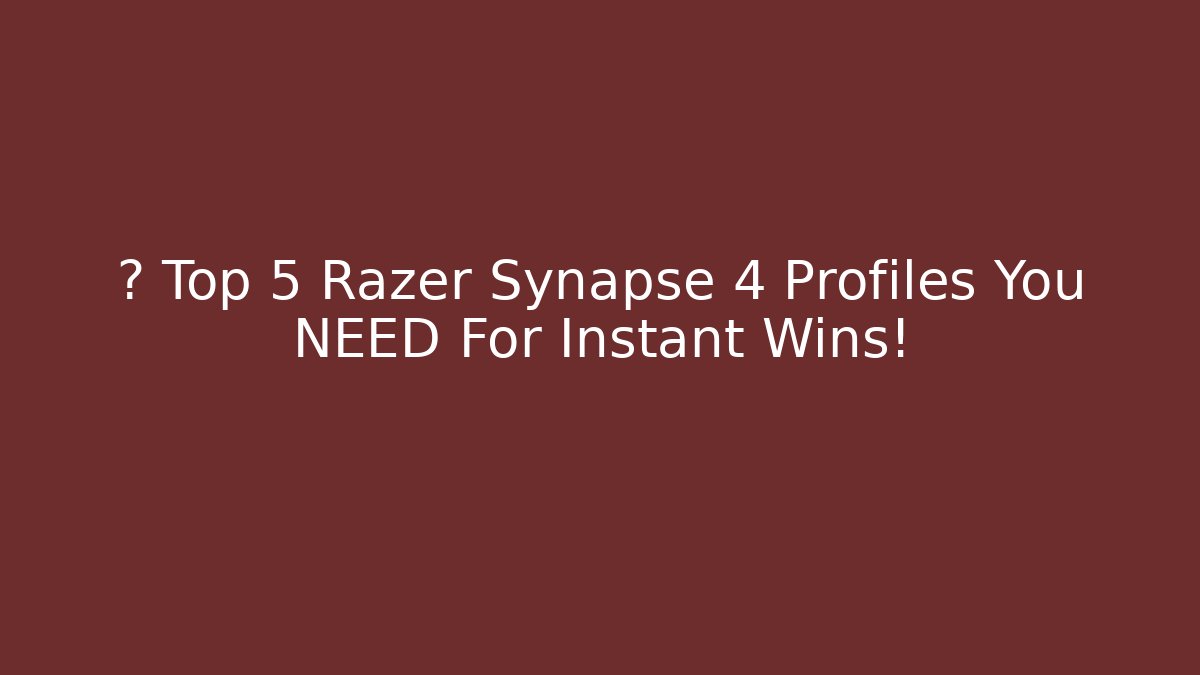 🔥 Top 5 Razer Synapse 4 Profiles You NEED For Instant Wins! - Felix Cat Insurance