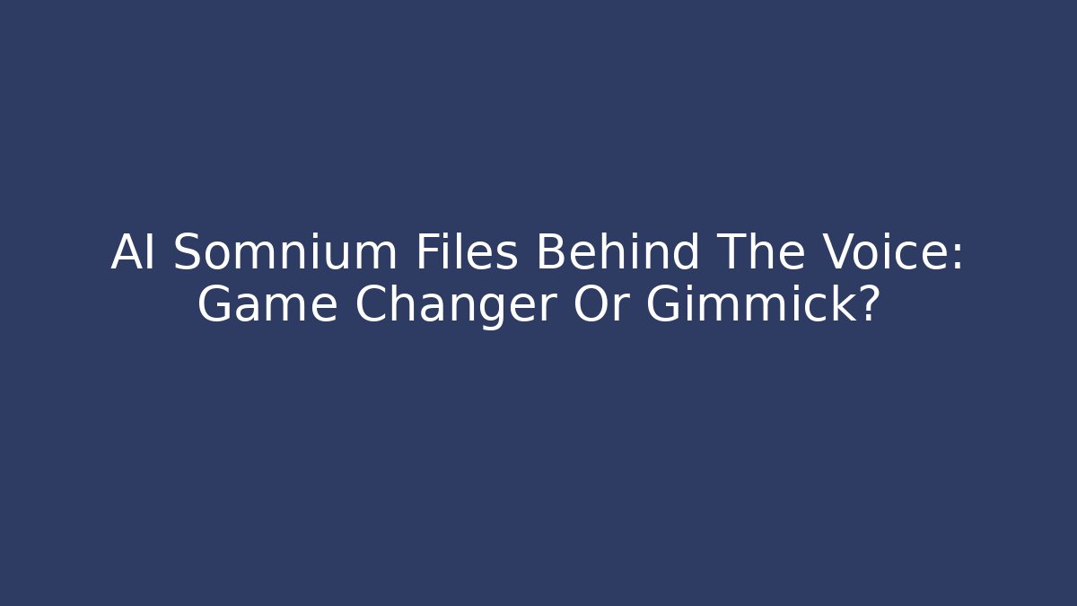 AI Somnium Files Behind The Voice: Game Changer Or Gimmick?
