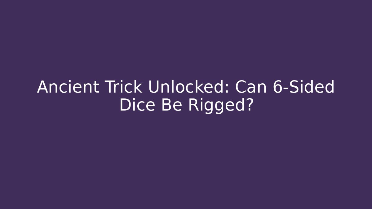 Ancient Trick Unlocked: Can 6-Sided Dice Be Rigged?