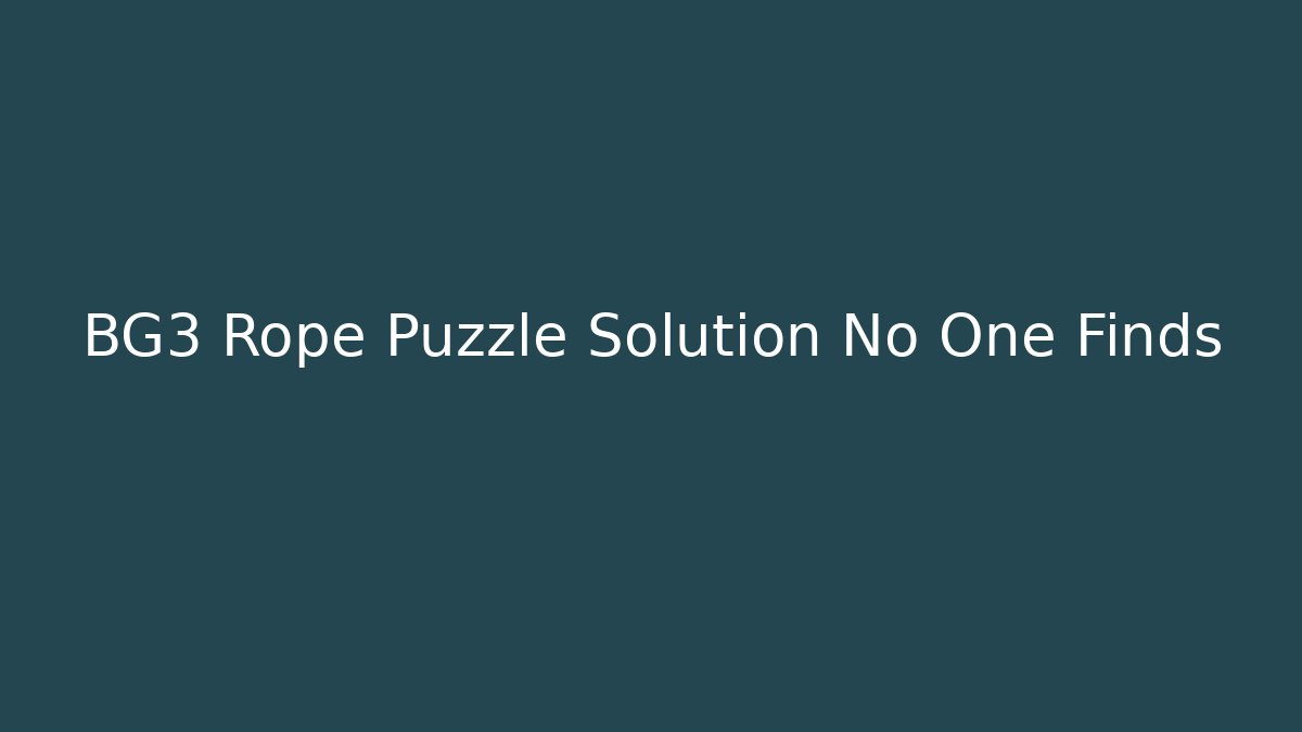 BG3 Rope Puzzle Solution No One Finds - Felix Cat Insurance