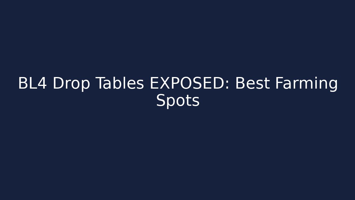 BL4 Drop Tables EXPOSED: Best Farming Spots