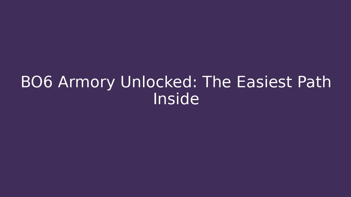 BO6 Armory Unlocked: The Easiest Path Inside - Felix Cat Insurance