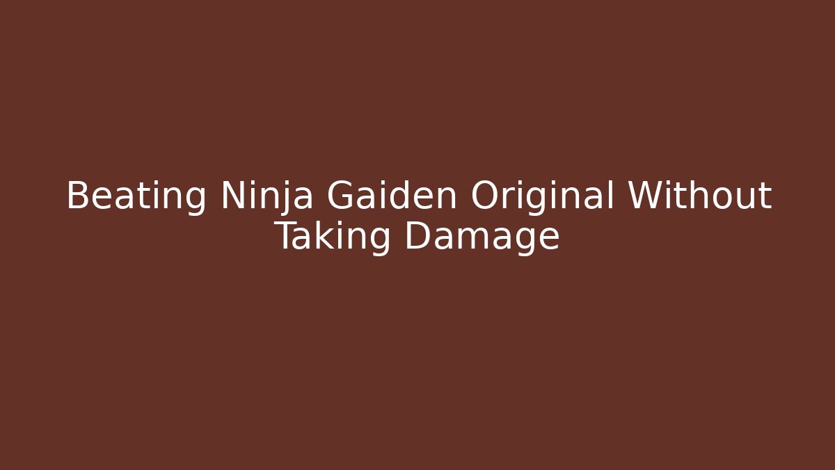 Beating Ninja Gaiden Original Without Taking Damage