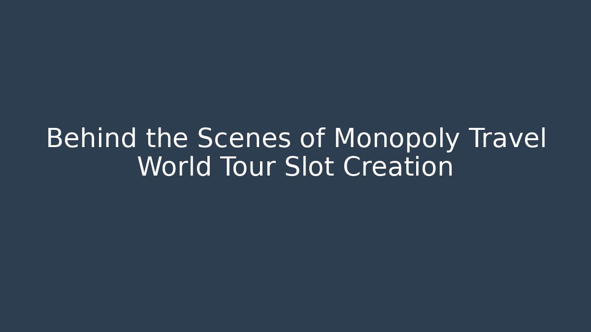 Behind the Scenes of Monopoly Travel World Tour Slot Creation