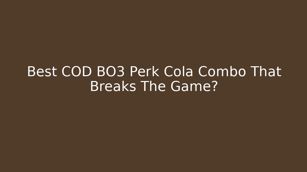 Best COD BO3 Perk Cola Combo That Breaks The Game?