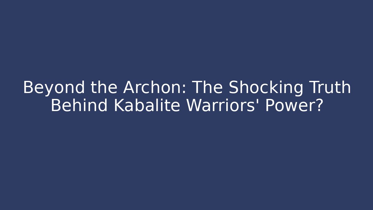 Beyond the Archon: The Shocking Truth Behind Kabalite Warriors' Power?
