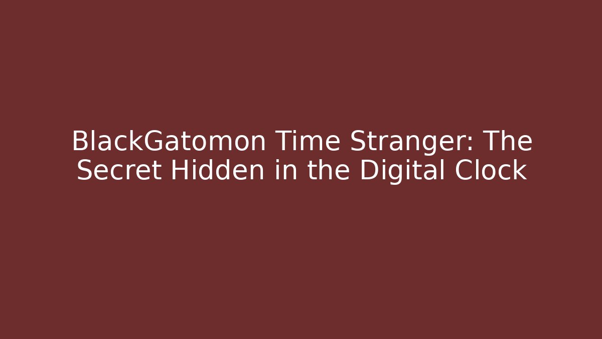 BlackGatomon Time Stranger: The Secret Hidden in the Digital Clock