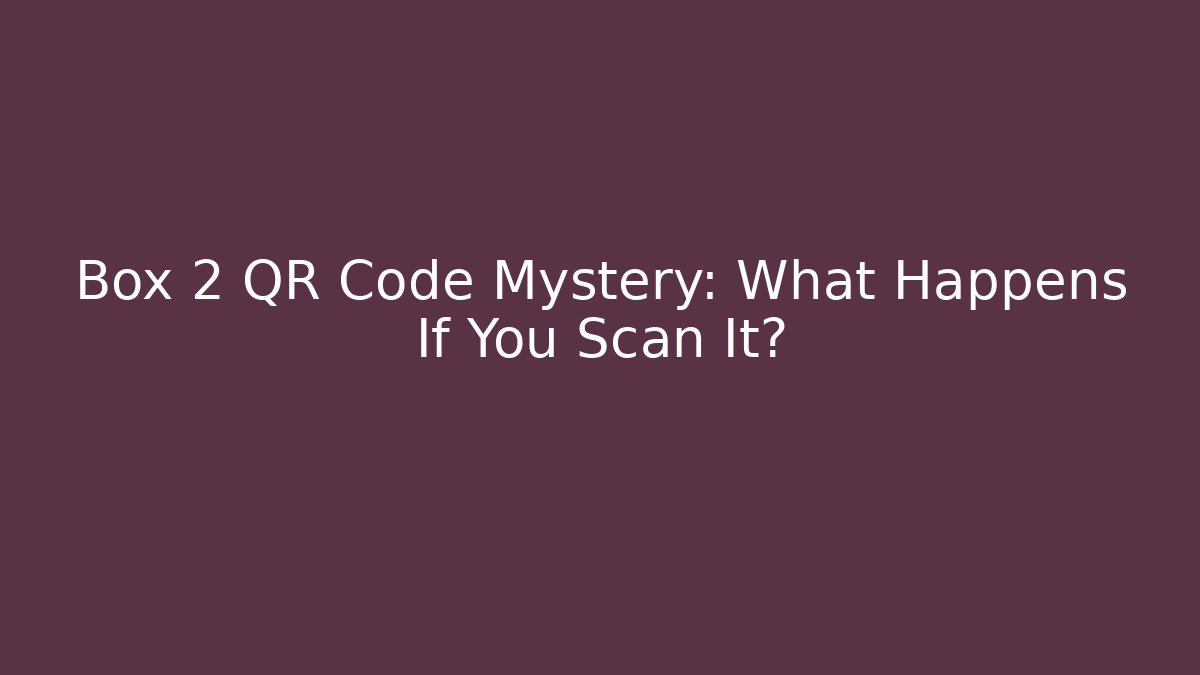 Box 2 QR Code Mystery: What Happens If You Scan It?