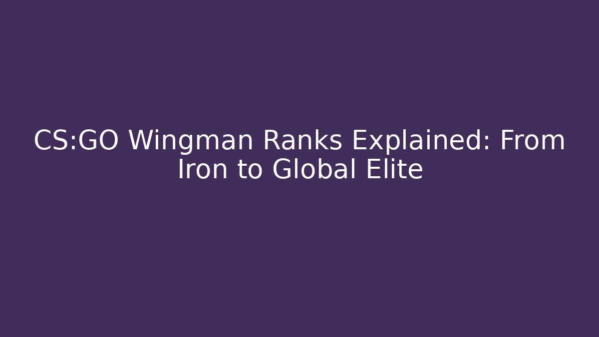 CS:GO Wingman Ranks Explained: From Iron to Global Elite - Felix Cat Insurance