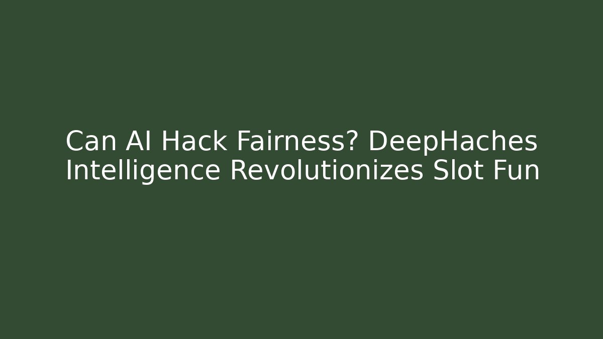 Can AI Hack Fairness? DeepHaches Intelligence Revolutionizes Slot Fun