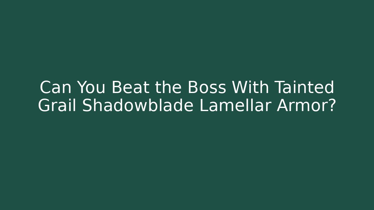 Can You Beat the Boss With Tainted Grail Shadowblade Lamellar Armor?