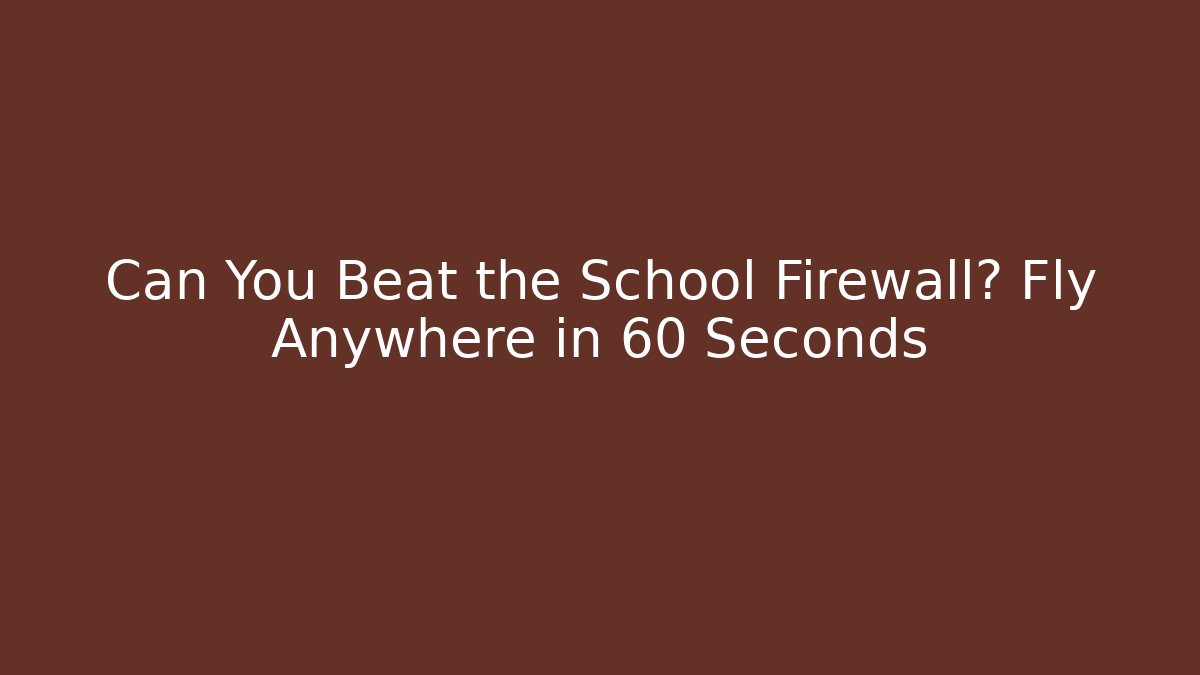 Can You Beat the School Firewall? Fly Anywhere in 60 Seconds