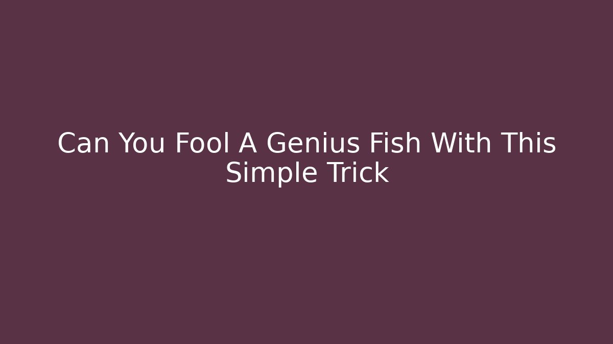 Can You Fool A Genius Fish With This Simple Trick