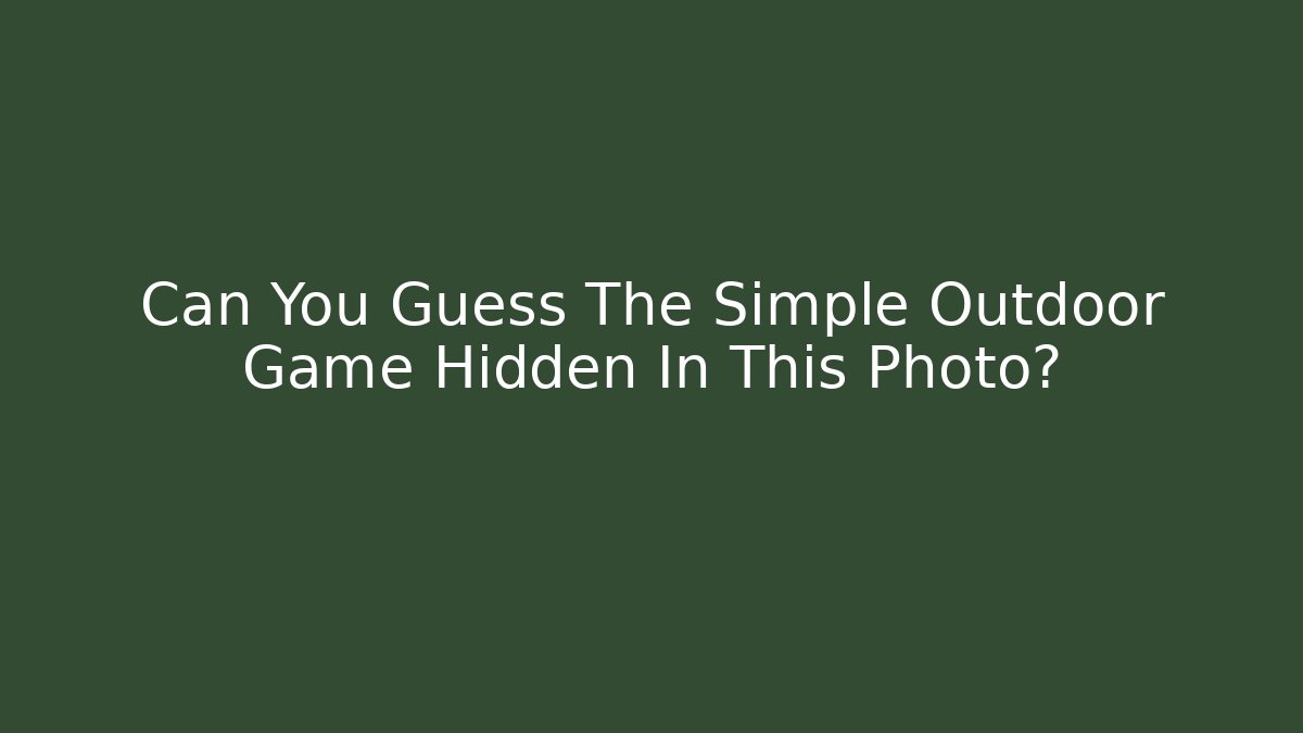 Can You Guess The Simple Outdoor Game Hidden In This Photo?