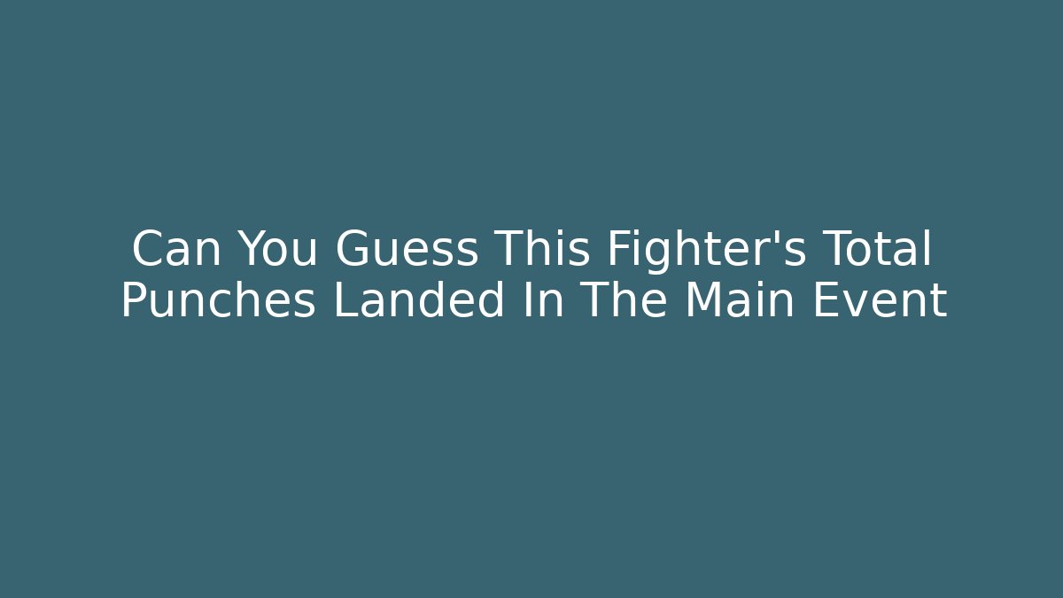 Can You Guess This Fighter's Total Punches Landed In The Main Event