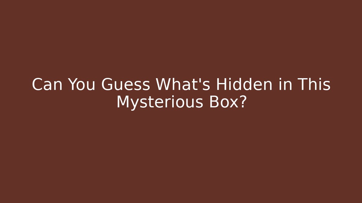 Can You Guess What's Hidden in This Mysterious Box?