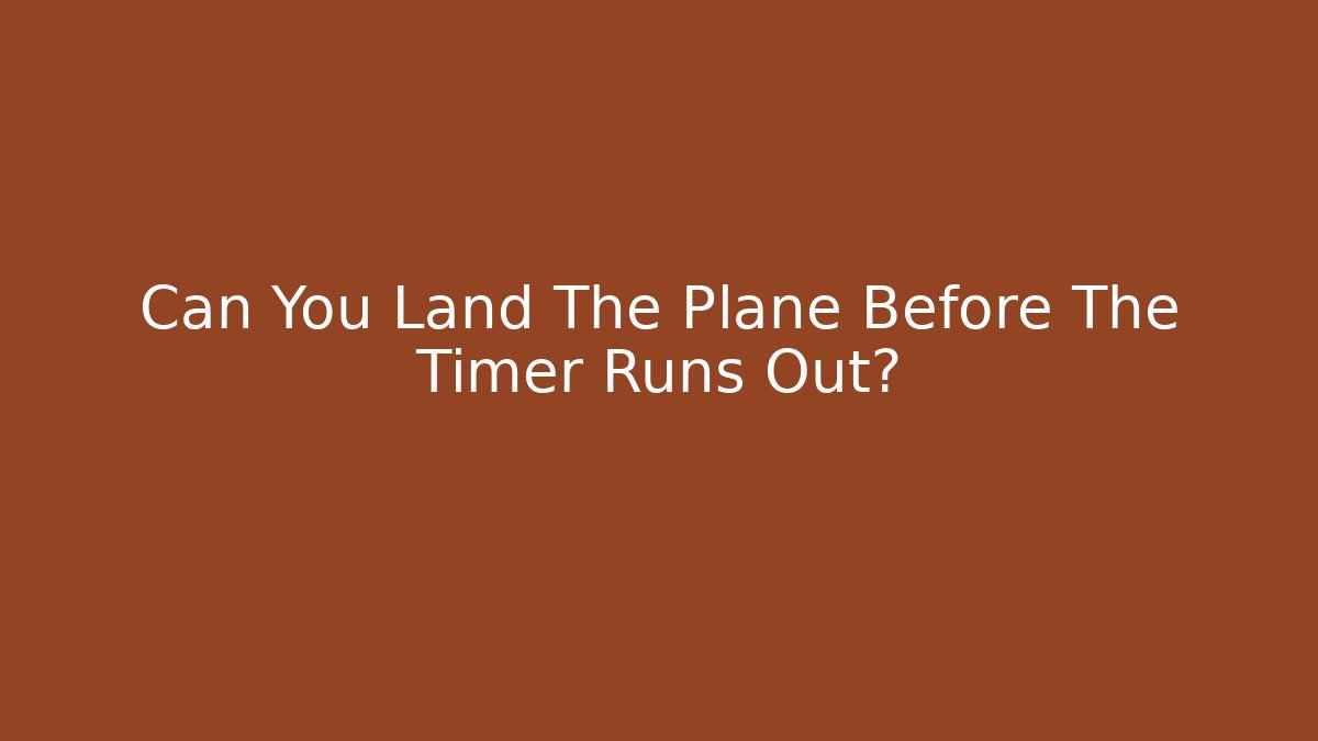 Can You Land The Plane Before The Timer Runs Out?