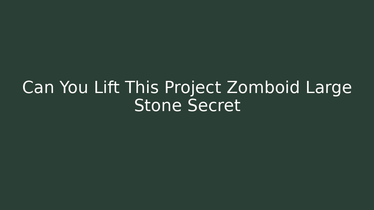 Can You Lift This Project Zomboid Large Stone Secret - Felix Cat Insurance