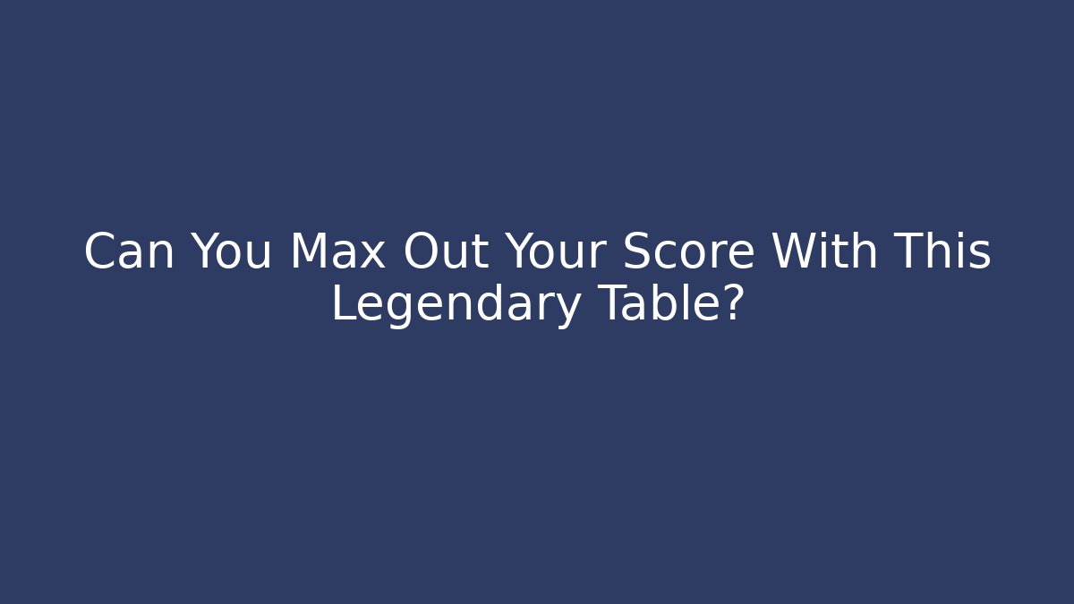 Can You Max Out Your Score With This Legendary Table? - Felix Cat Insurance