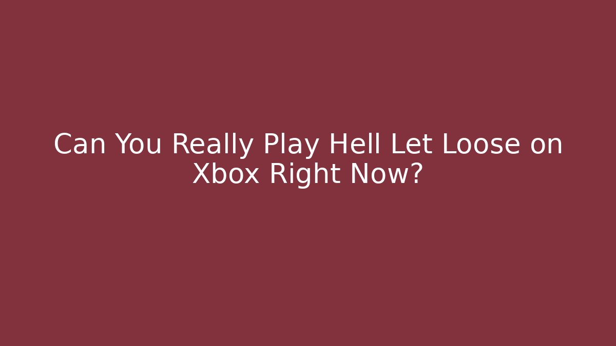 Can You Really Play Hell Let Loose on Xbox Right Now?