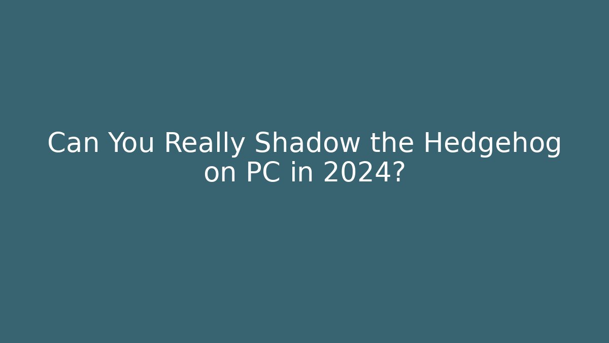 Can You Really Shadow the Hedgehog on PC in 2024?