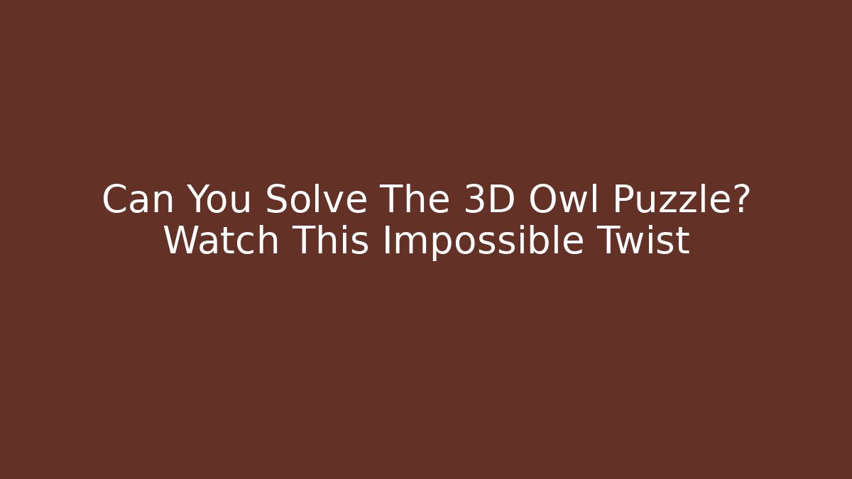 Can You Solve The 3D Owl Puzzle? Watch This Impossible Twist