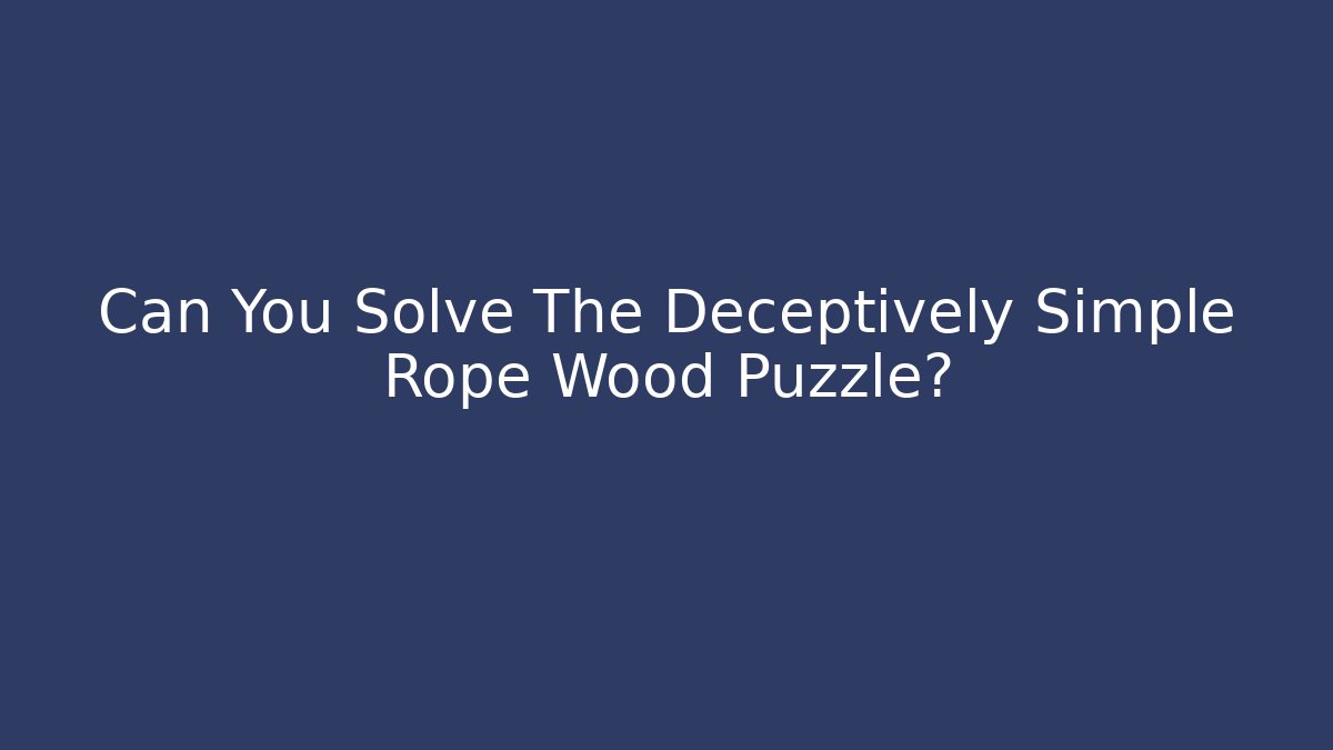 Can You Solve The Deceptively Simple Rope Wood Puzzle?