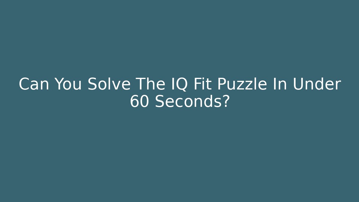 Can You Solve The IQ Fit Puzzle In Under 60 Seconds?