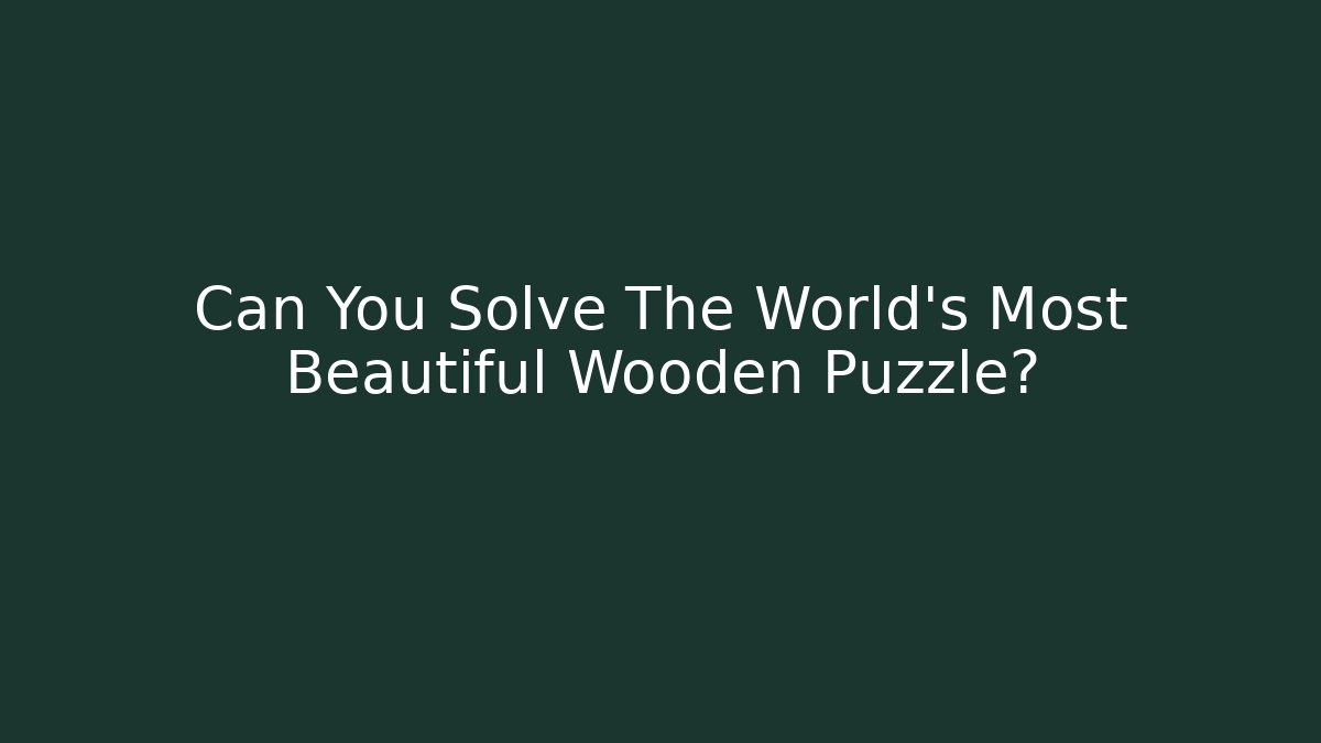 Can You Solve The World's Most Beautiful Wooden Puzzle?