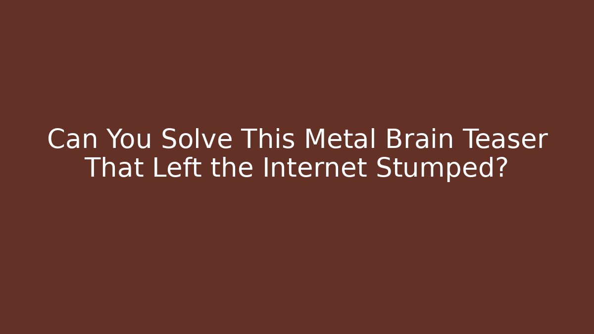 Can You Solve This Metal Brain Teaser That Left the Internet Stumped?