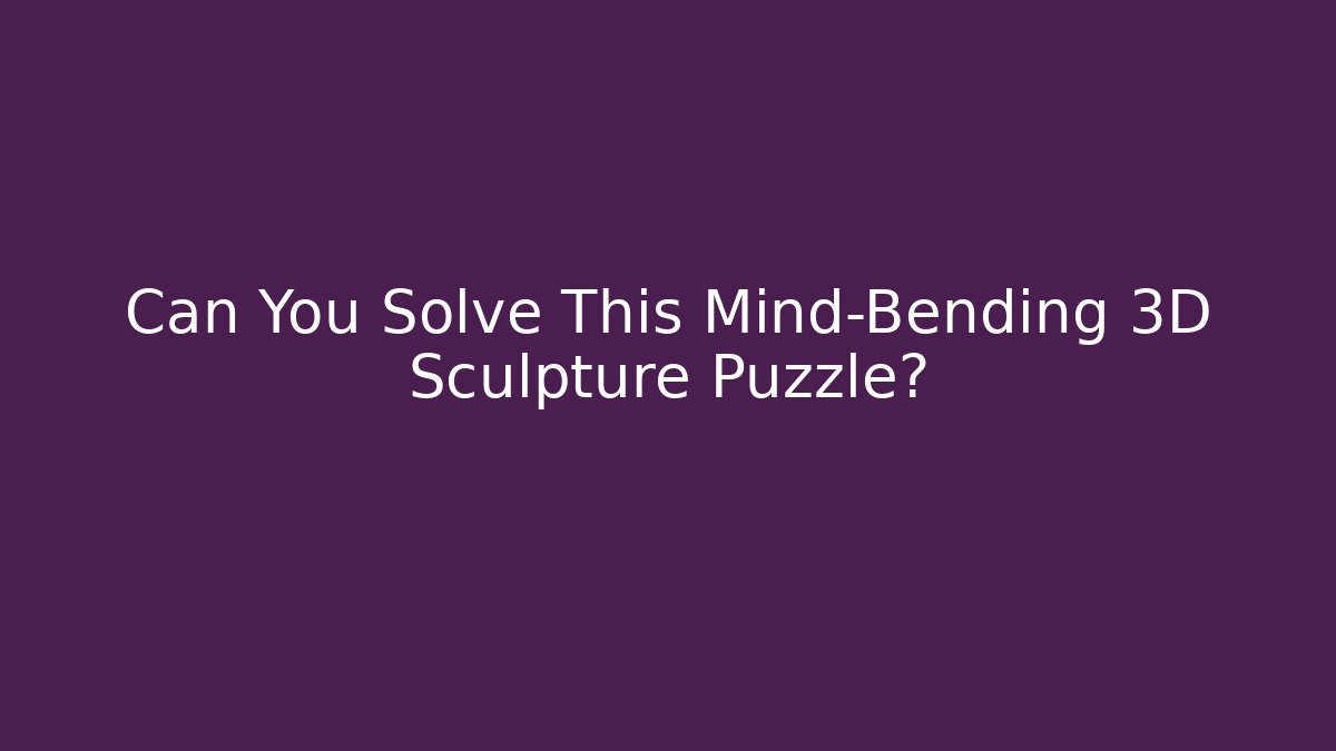 Can You Solve This Mind-Bending 3D Sculpture Puzzle?