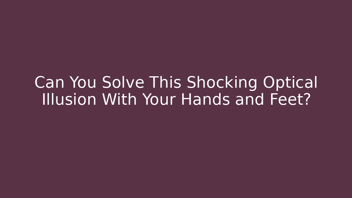 Can You Solve This Shocking Optical Illusion With Your Hands and Feet? - Felix Cat Insurance