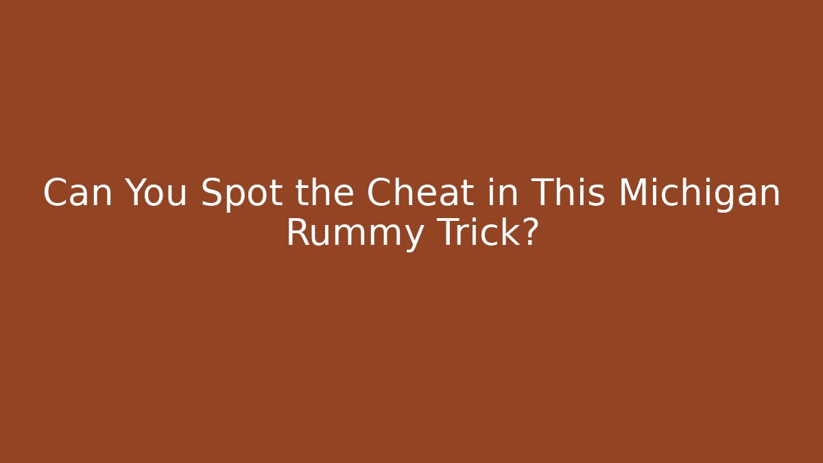 Can You Spot the Cheat in This Michigan Rummy Trick?