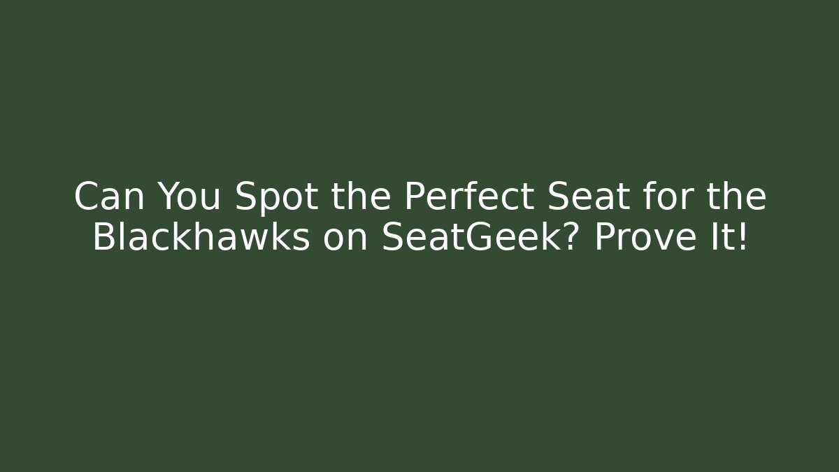 Can You Spot the Perfect Seat for the Blackhawks on SeatGeek? Prove It!