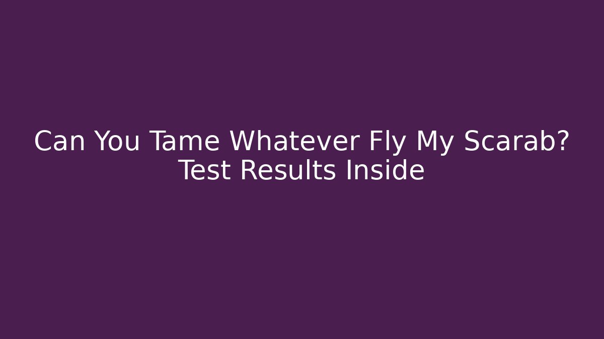 Can You Tame Whatever Fly My Scarab? Test Results Inside