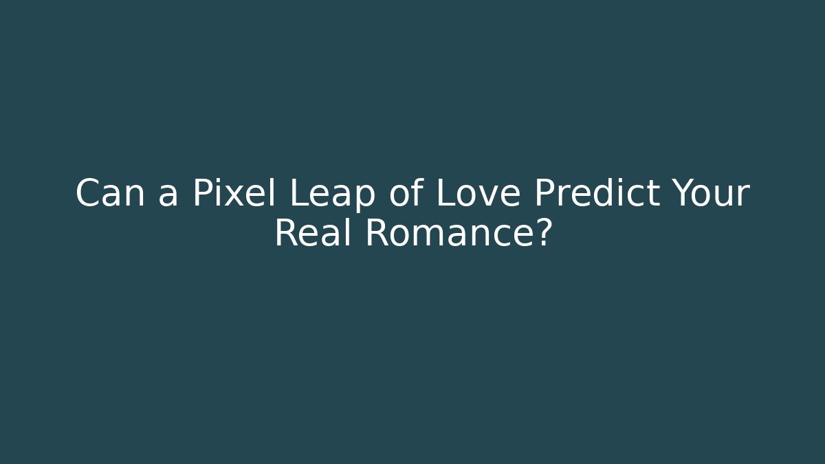Can a Pixel Leap of Love Predict Your Real Romance?
