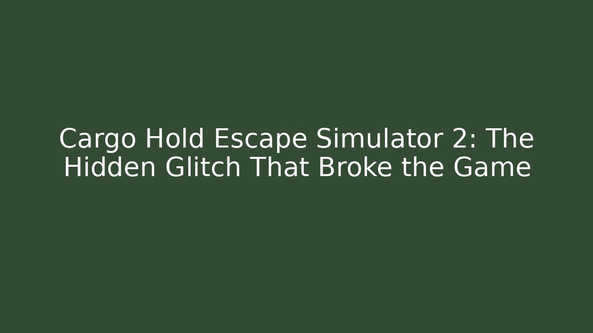 Cargo Hold Escape Simulator 2: The Hidden Glitch That Broke the Game
