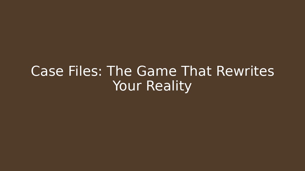 Case Files: The Game That Rewrites Your Reality