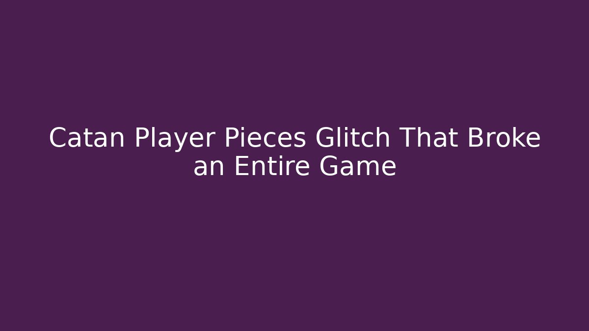 Catan Player Pieces Glitch That Broke an Entire Game