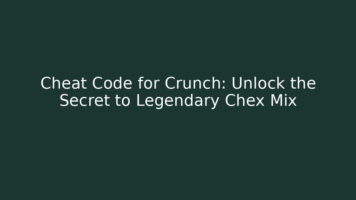 Cheat Code for Crunch: Unlock the Secret to Legendary Chex Mix