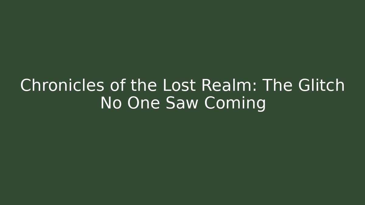 Chronicles of the Lost Realm: The Glitch No One Saw Coming
