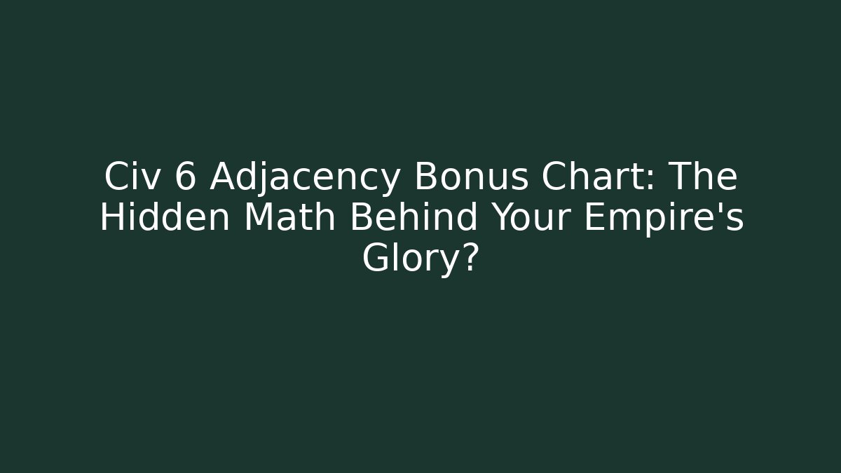 Civ 6 Adjacency Bonus Chart: The Hidden Math Behind Your Empire’s Glory?