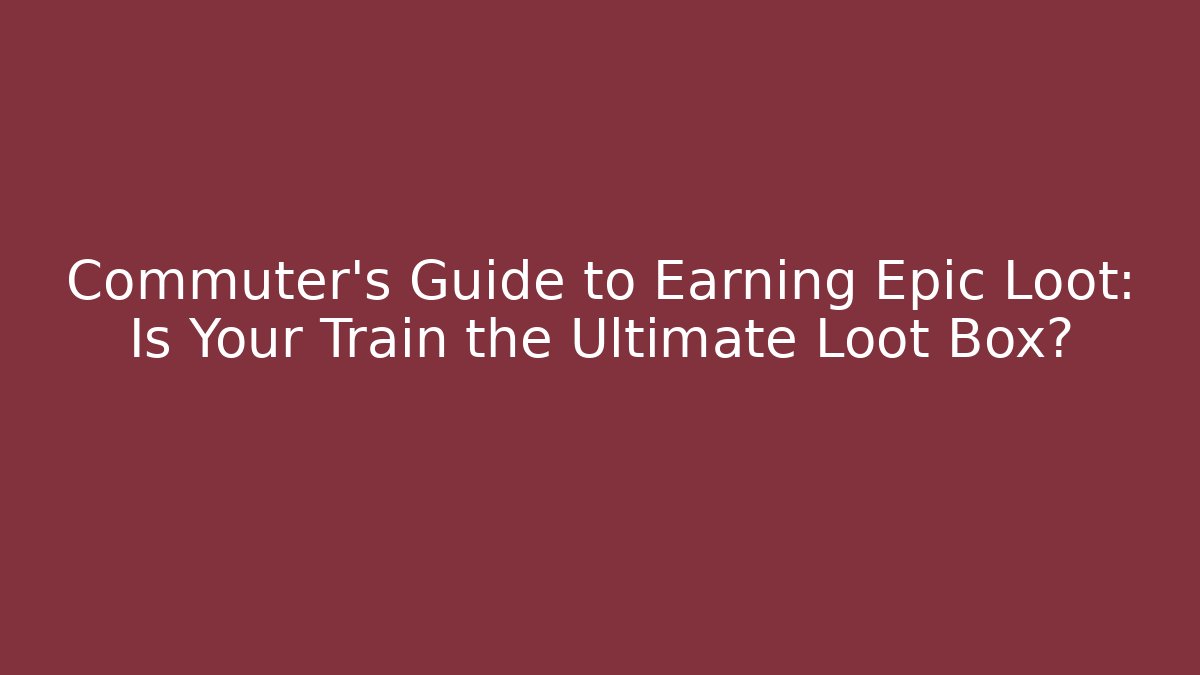 Commuter's Guide to Earning Epic Loot: Is Your Train the Ultimate Loot Box?