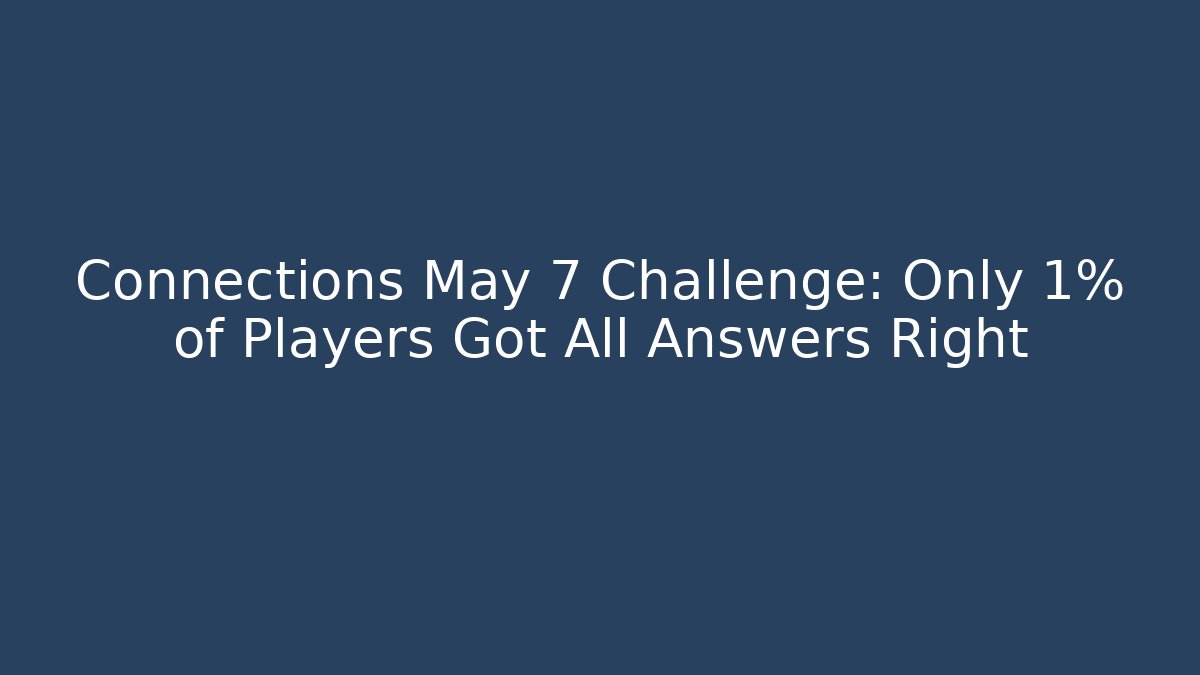 Connections May 7 Challenge: Only 1% of Players Got All Answers Right