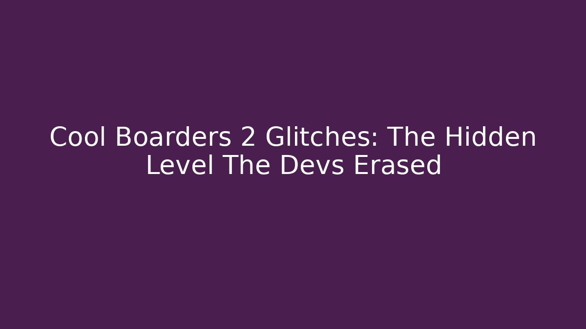 Cool Boarders 2 Glitches: The Hidden Level The Devs Erased