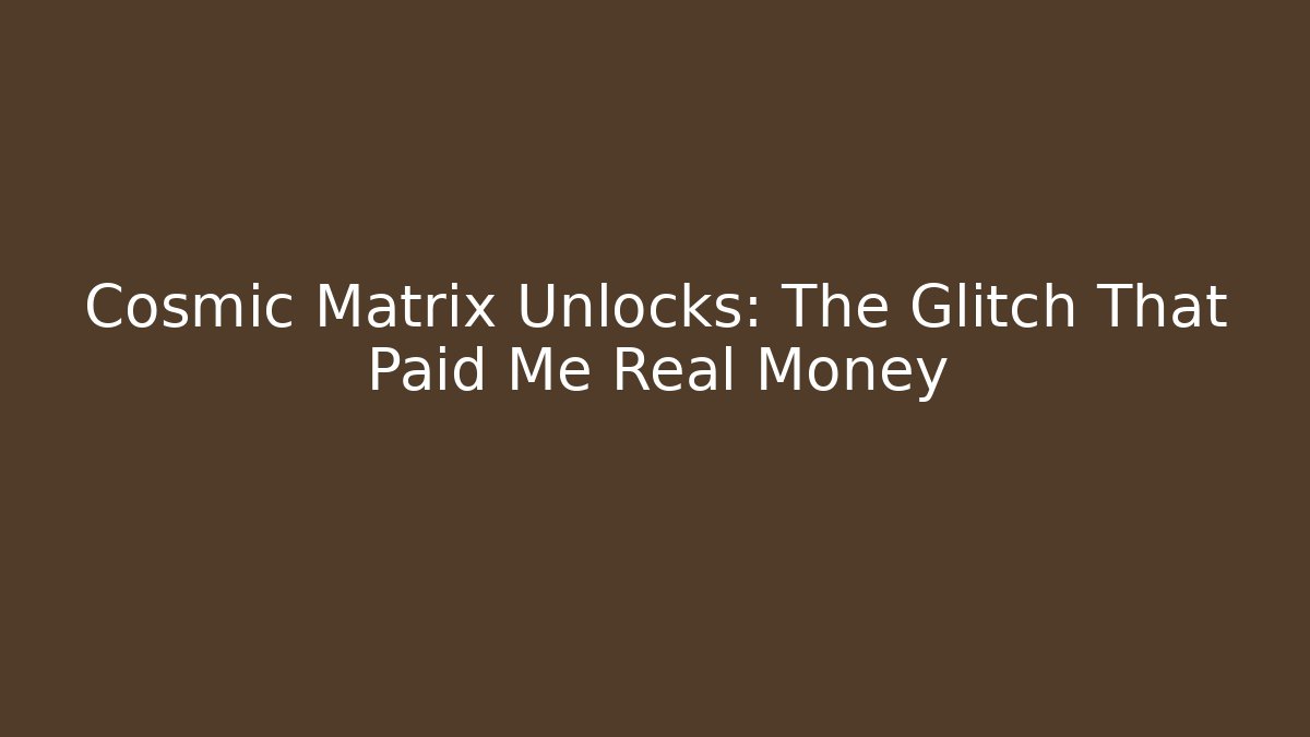 Cosmic Matrix Unlocks: The Glitch That Paid Me Real Money