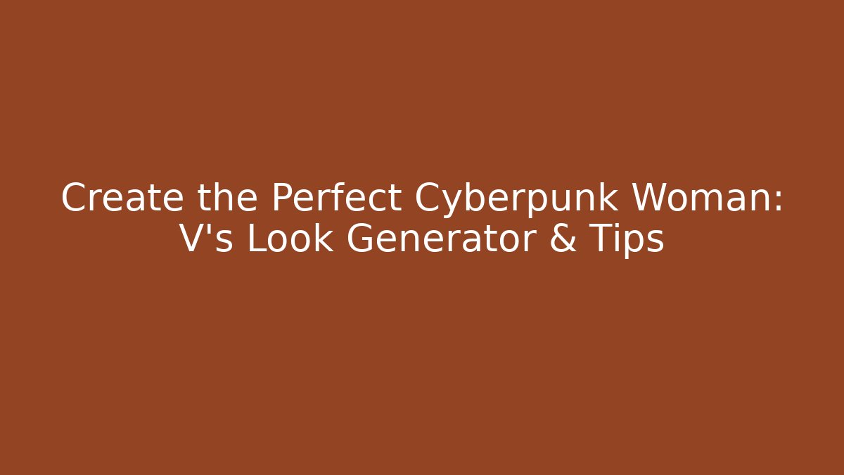 Create the Perfect Cyberpunk Woman: V's Look Generator & Tips - Felix Cat Insurance