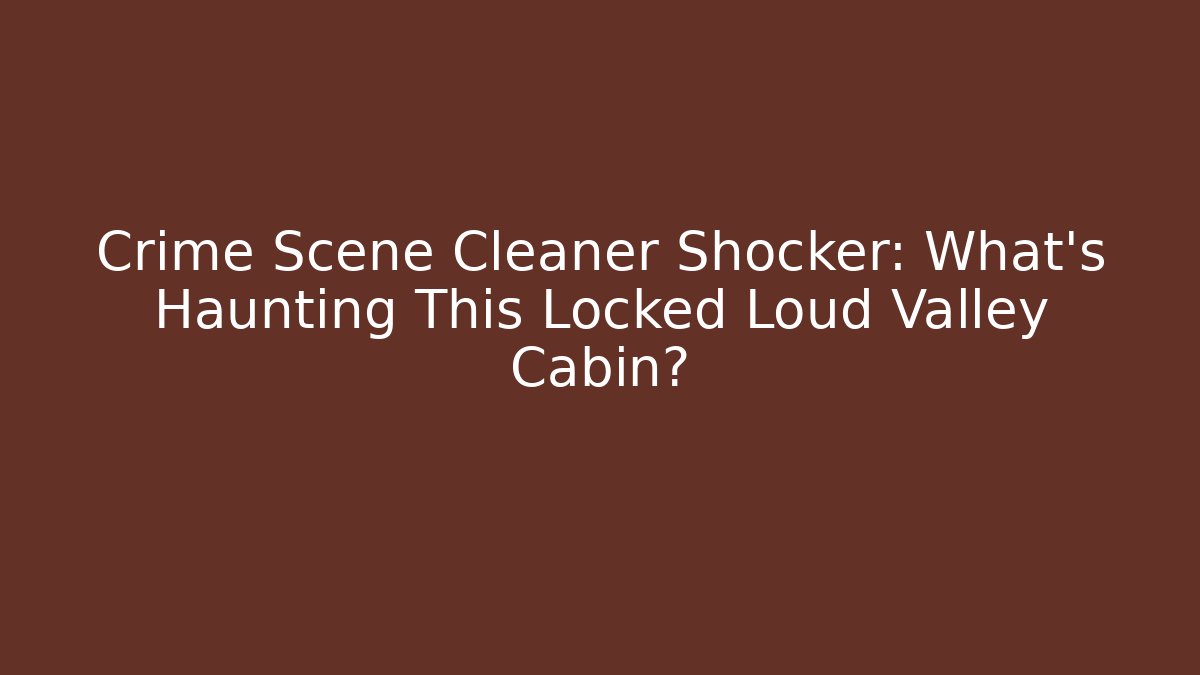 Crime Scene Cleaner Shocker: What’s Haunting This Locked Loud Valley Cabin?