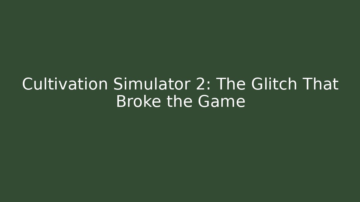 Cultivation Simulator 2: The Glitch That Broke the Game