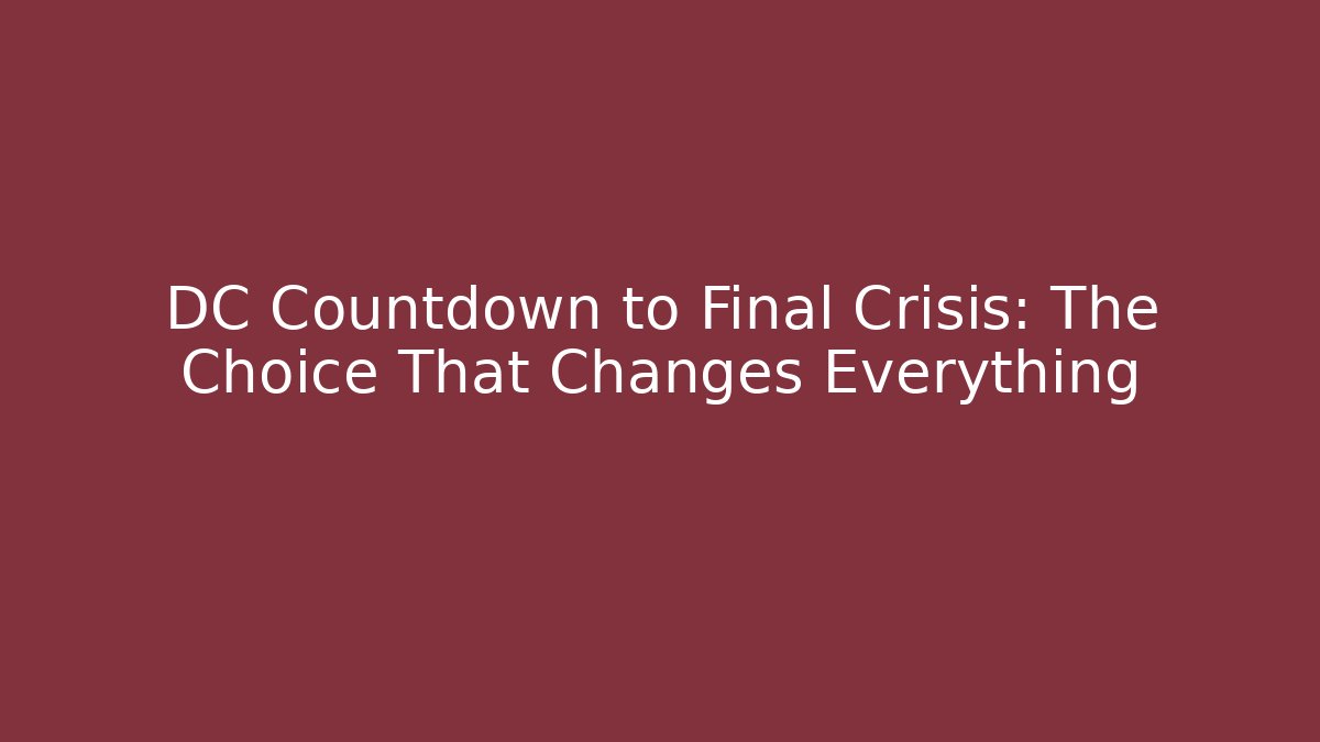 DC Countdown to Final Crisis: The Choice That Changes Everything - Felix Cat Insurance